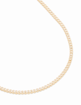 Gold Plated Cubic Zirconia Classic Tennis Necklace Excellent Jewelry