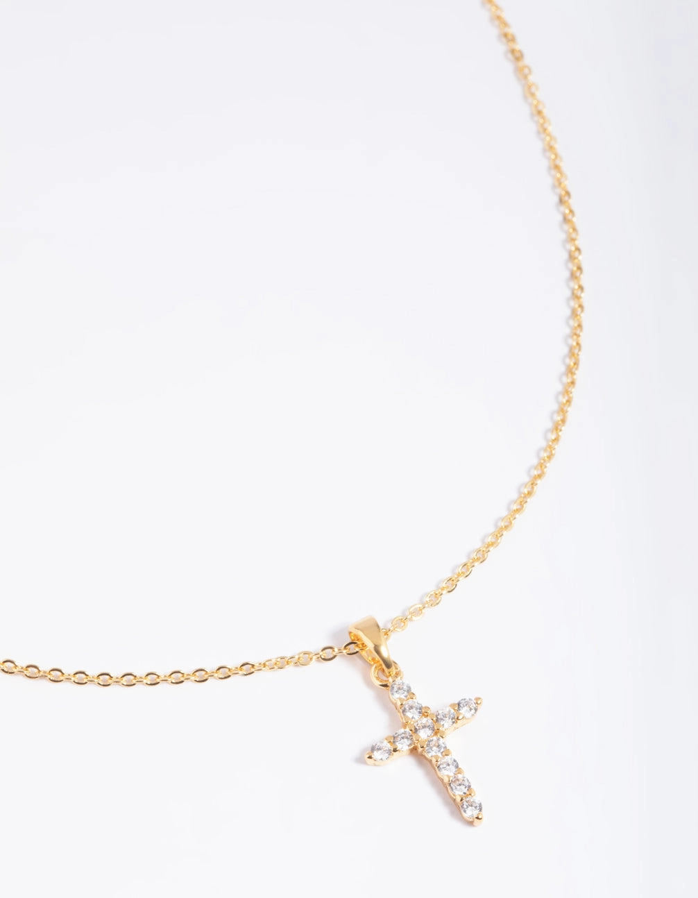 Gold Plated Cubic Zirconia Cross Necklace Pure Highlight