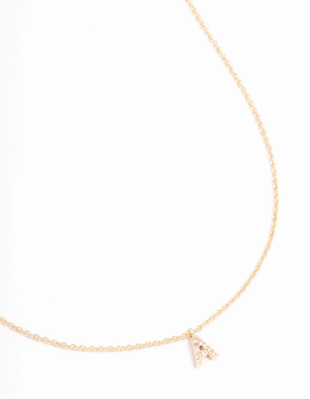Sparkling Piece Gold Plated Cubic Zirconia Letter A Necklace