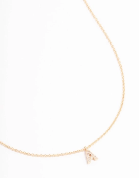 Sparkling Piece Gold Plated Cubic Zirconia Letter A Necklace