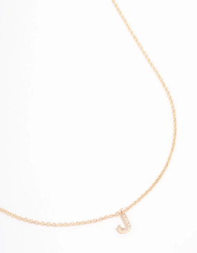 Marvelous Design Gold Plated Cubic Zirconia Letter J Necklace