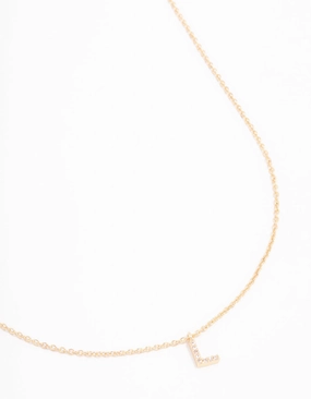 Gold Plated Cubic Zirconia Letter L  Necklace High-End Style Amazing Jewelry