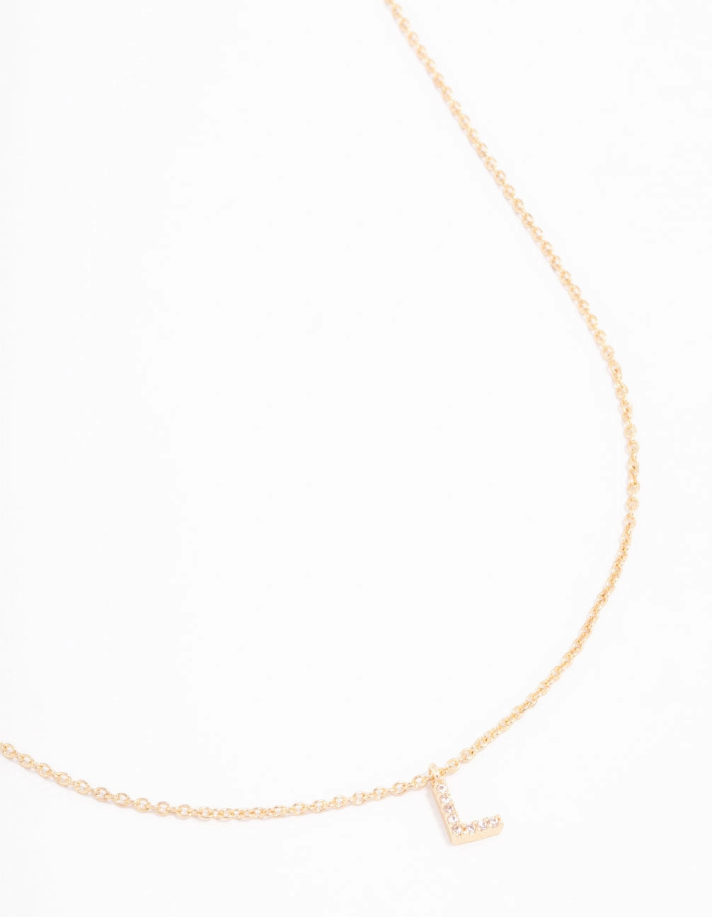 Gold Plated Cubic Zirconia Letter L  Necklace High-End Style Amazing Jewelry