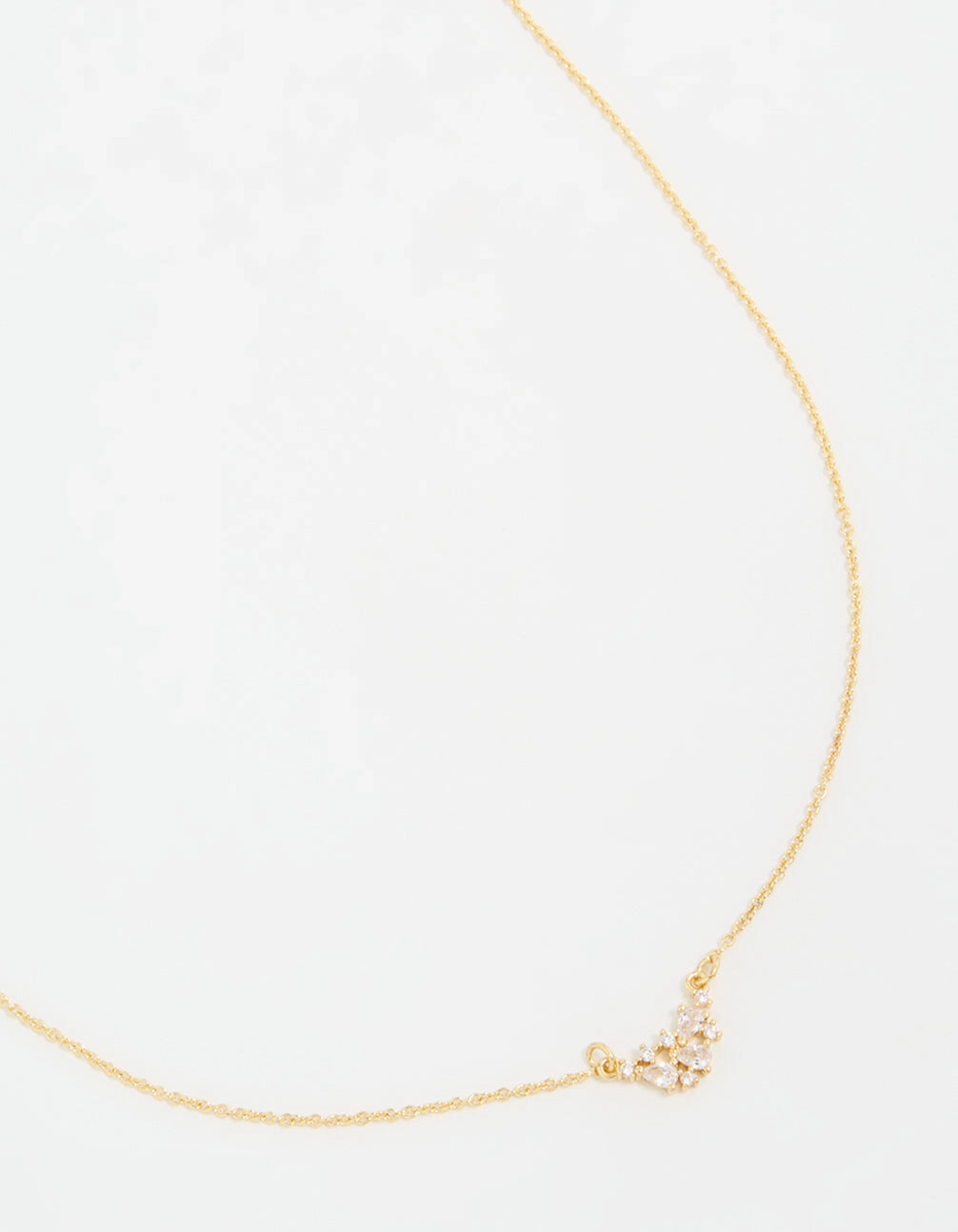 Gold Plated Cubic Zirconia Mini Pear Cluster Necklace Youthful Accent Festival Gift