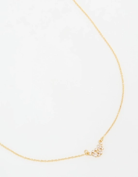 Gold Plated Cubic Zirconia Mini Pear Cluster Necklace Youthful Accent Festival Gift