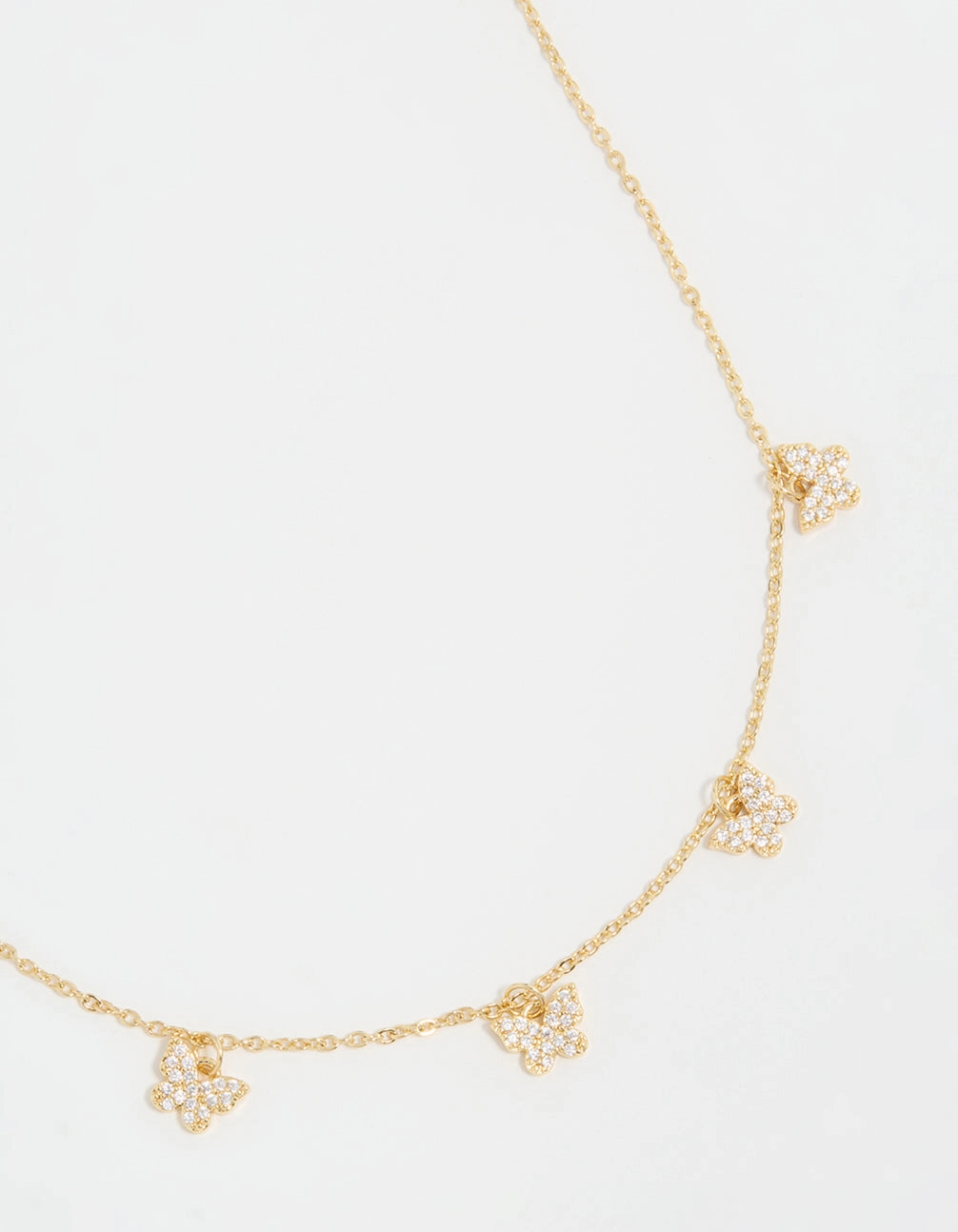 Gold Plated Diamante Butterfly Dainty Charm Necklace Memento Adornment Refined Taste