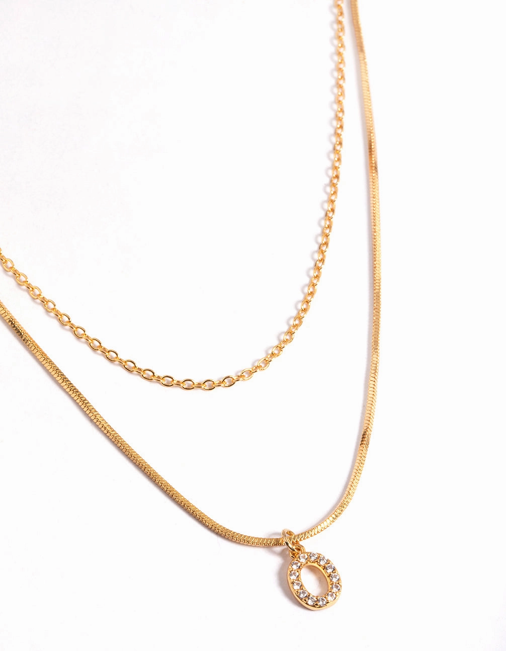 Gold Plated Diamante Letter O Layered  Necklace For Grandpa