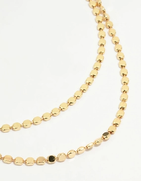 Folk Piece Fashion highlight Gold Plated Disc Chain Layered Necklace