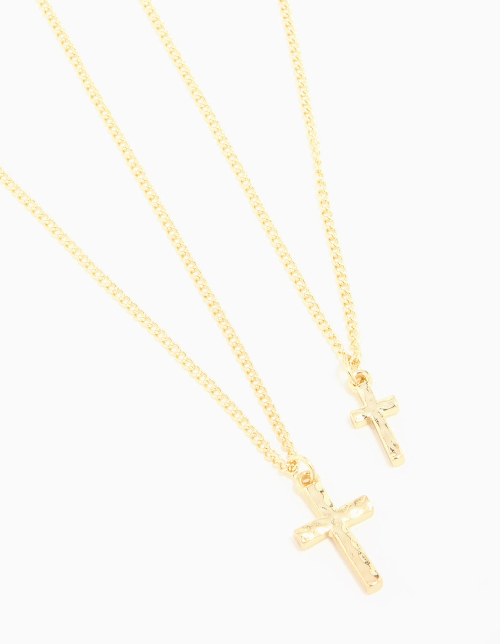 Elegant Fit Business Accent Gold Plated Hammered Cross Necklaces 2-Pack