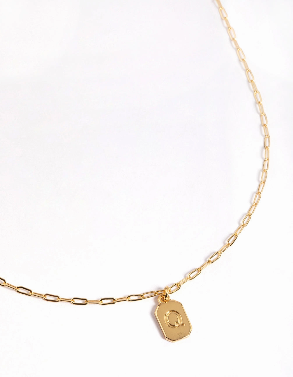 Comfortable Gift Gold Plated Letter Q Rectangle Pendant  Necklace