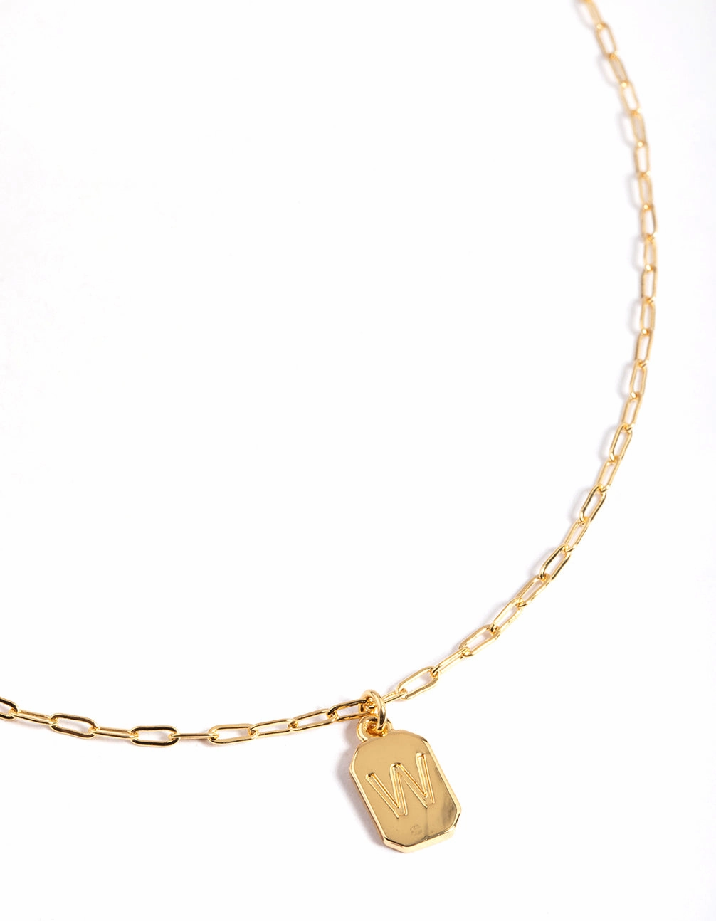 Spring Feature Formal Beaded Piece Gold Plated Letter W Rectangle Pendant  Necklace