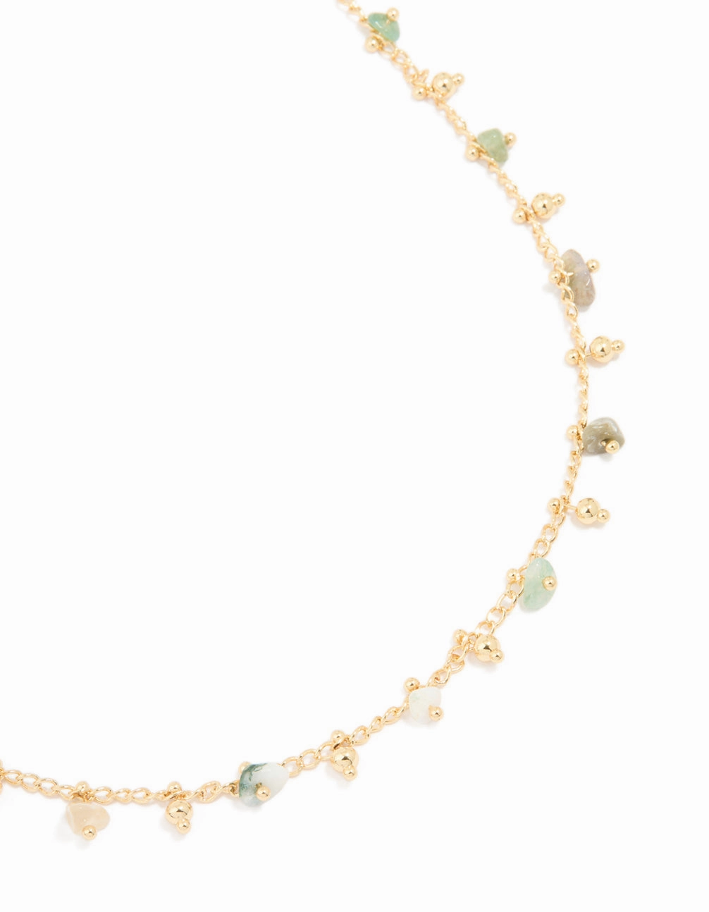 Gold Plated Multicoloured Semi Precious Stone Droplet Necklace Concert Style Delicate Style