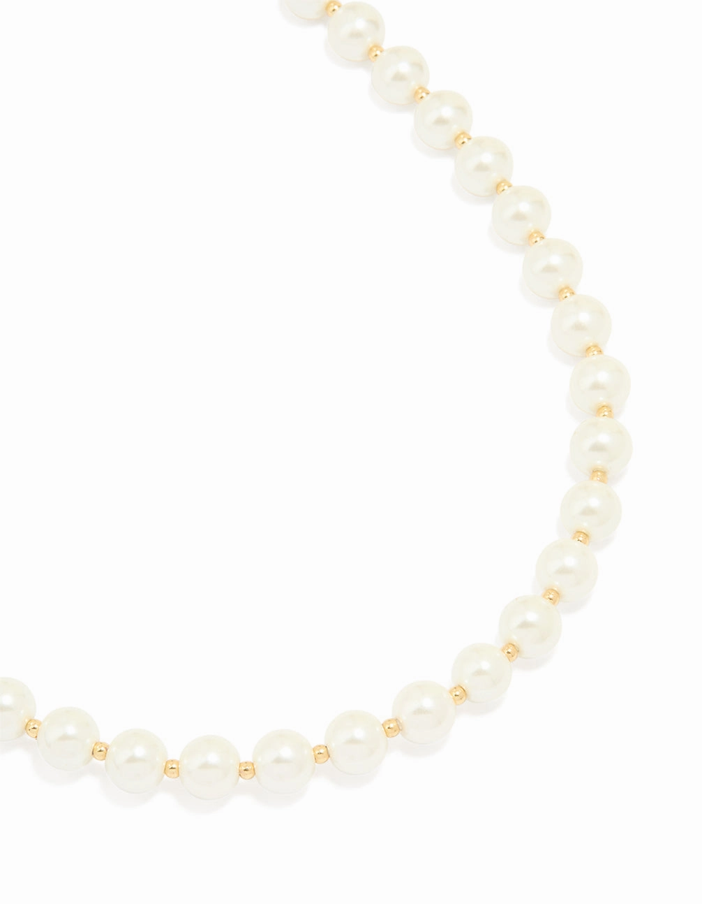 Gold Plated Pearl & Ball Alternating Necklace Sparkling Craft