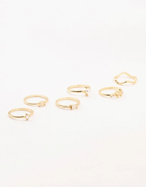Gold Plated Pearl Cluster Rings 6-Pack Handcrafted Pieces Premium Feature