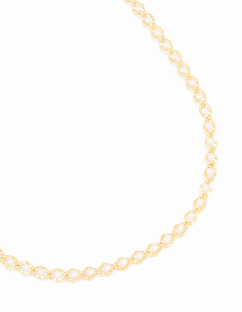 Gold Plated Pearl Inlay Chain Necklace Dainty Accent