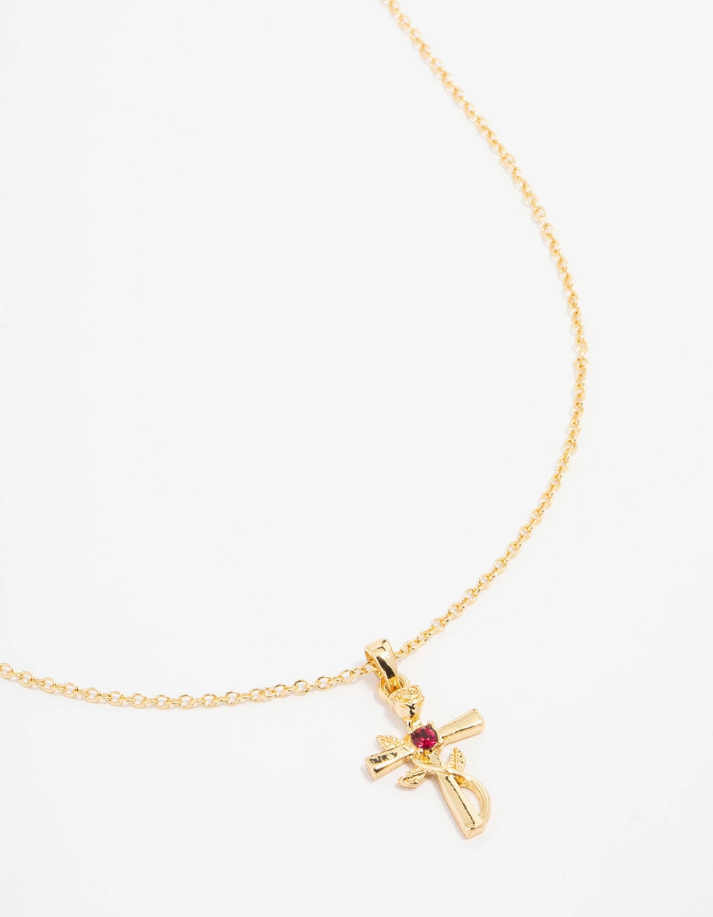 Elegant Accent Pretty Item Gold Plated Rose Cross Necklace
