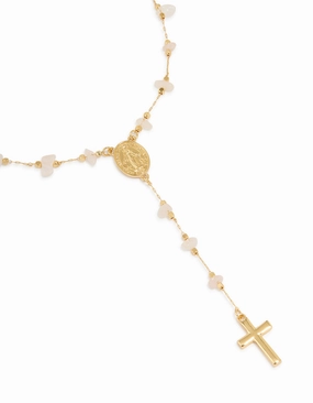 Gold Plated Rose Quartz Semi Precious Stone Lariat Y-Necklace Comfortable Ornament