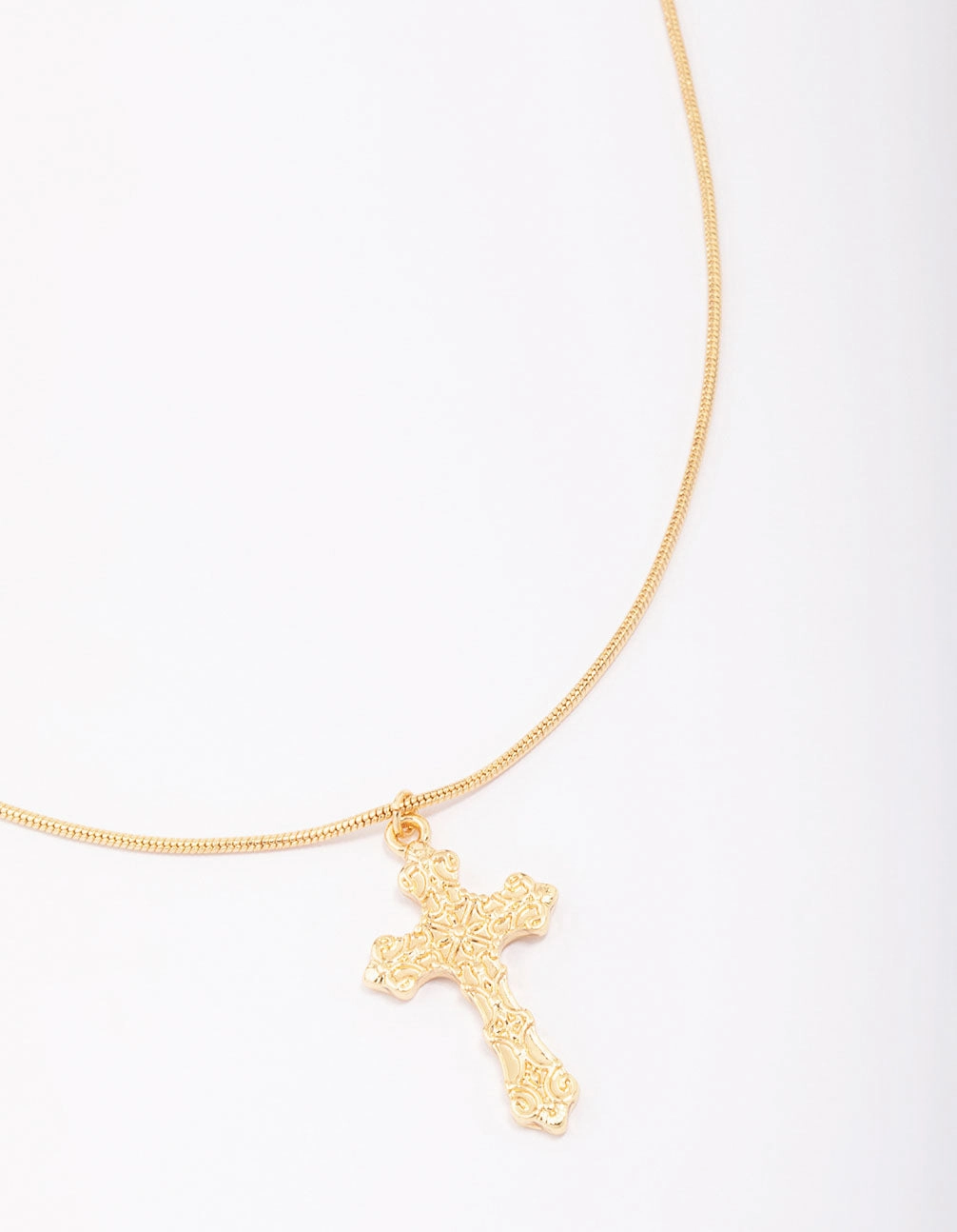 Travel Detail Effortless Cool Gold Plated Round Snake Cross Chain Necklace