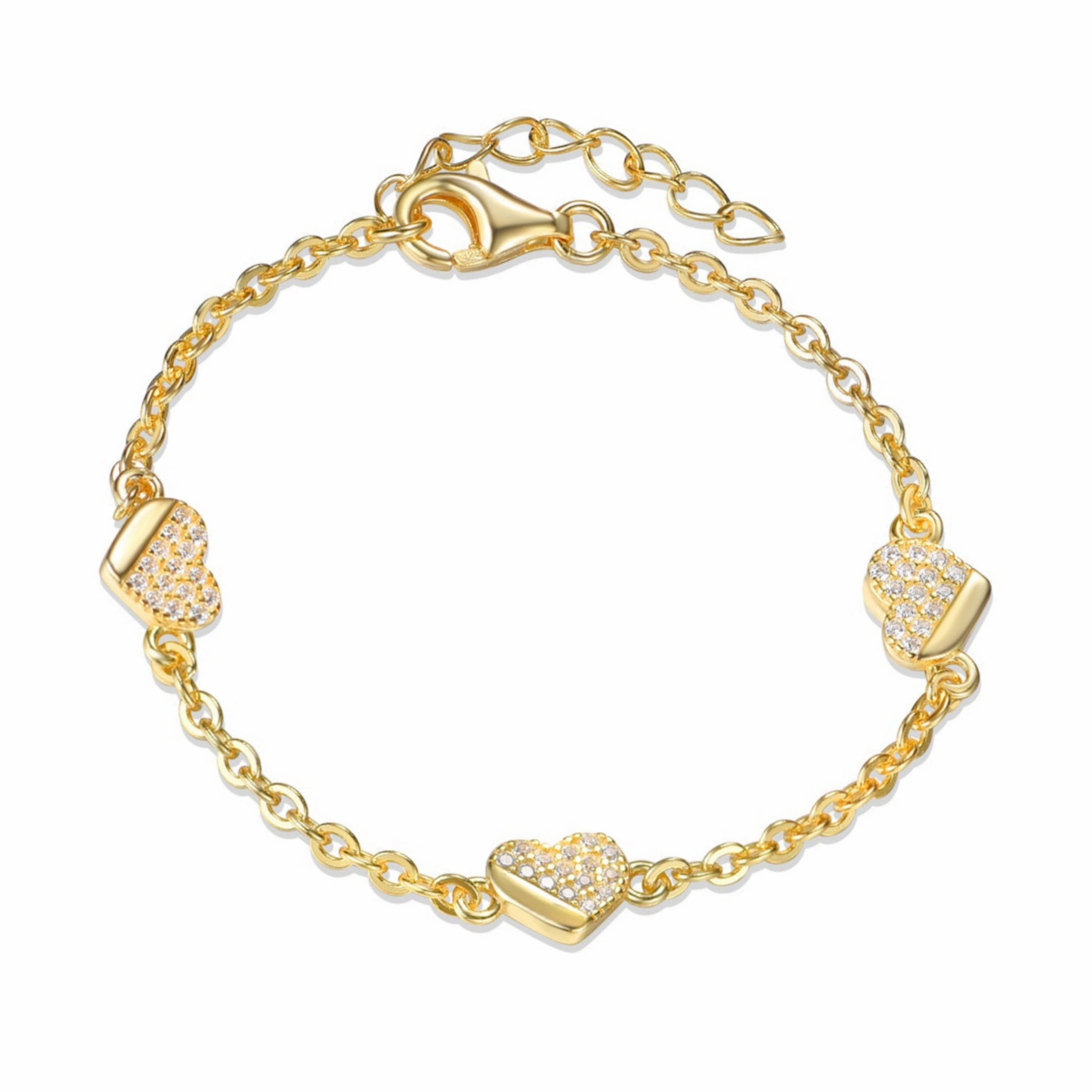 Trusted Mixes Gold Plated Sterling Silver ? Micropave Heart CZ Bracelet