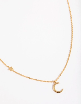 Gold Plated Sterling Silver Asymmetrical Celestial Necklace Stunning Accessory Exclusive Adornment