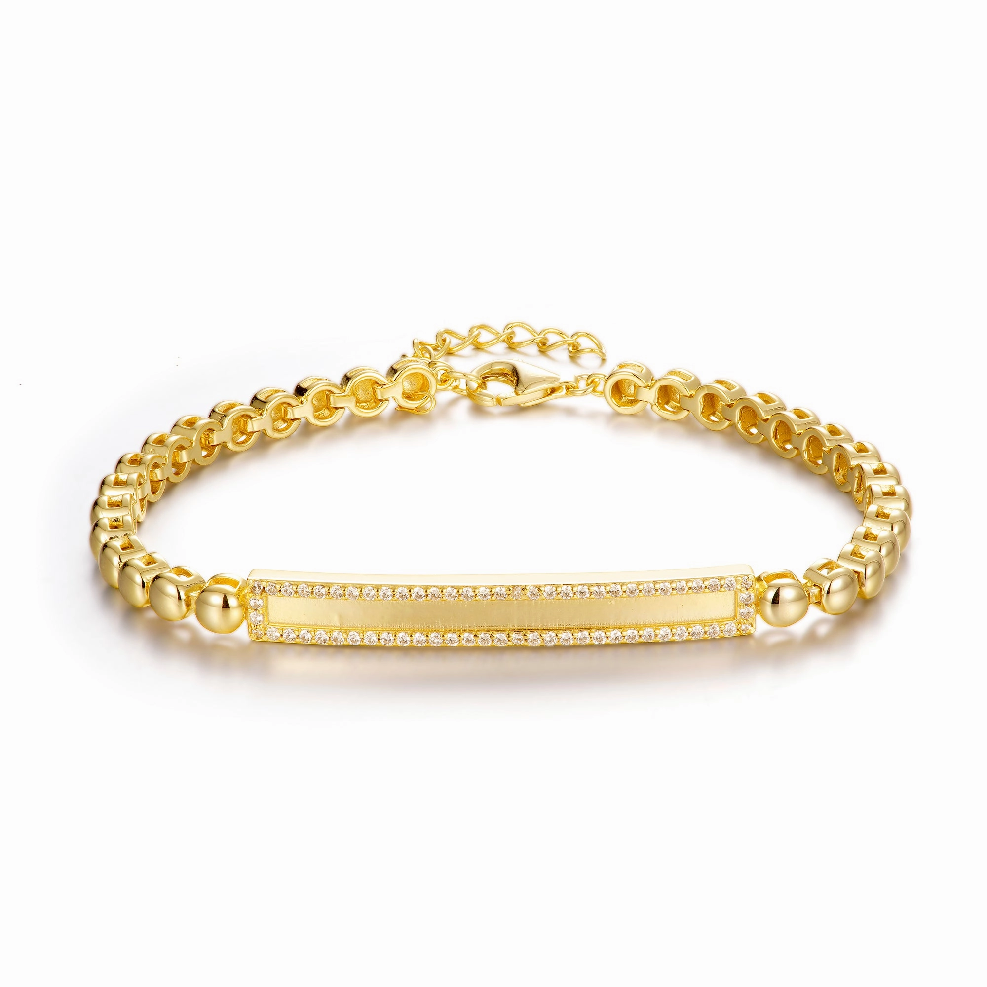 Favorable Composites Gold-plated Sterling Silver Bar With Ball Chain Bracelet