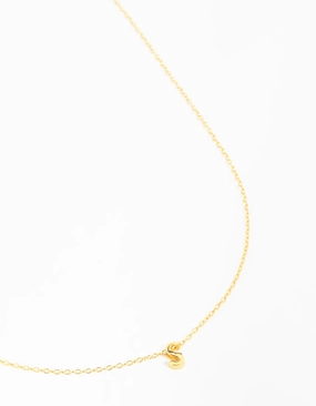 Fine Detail Gold Plated Sterling Silver Letter S Necklace