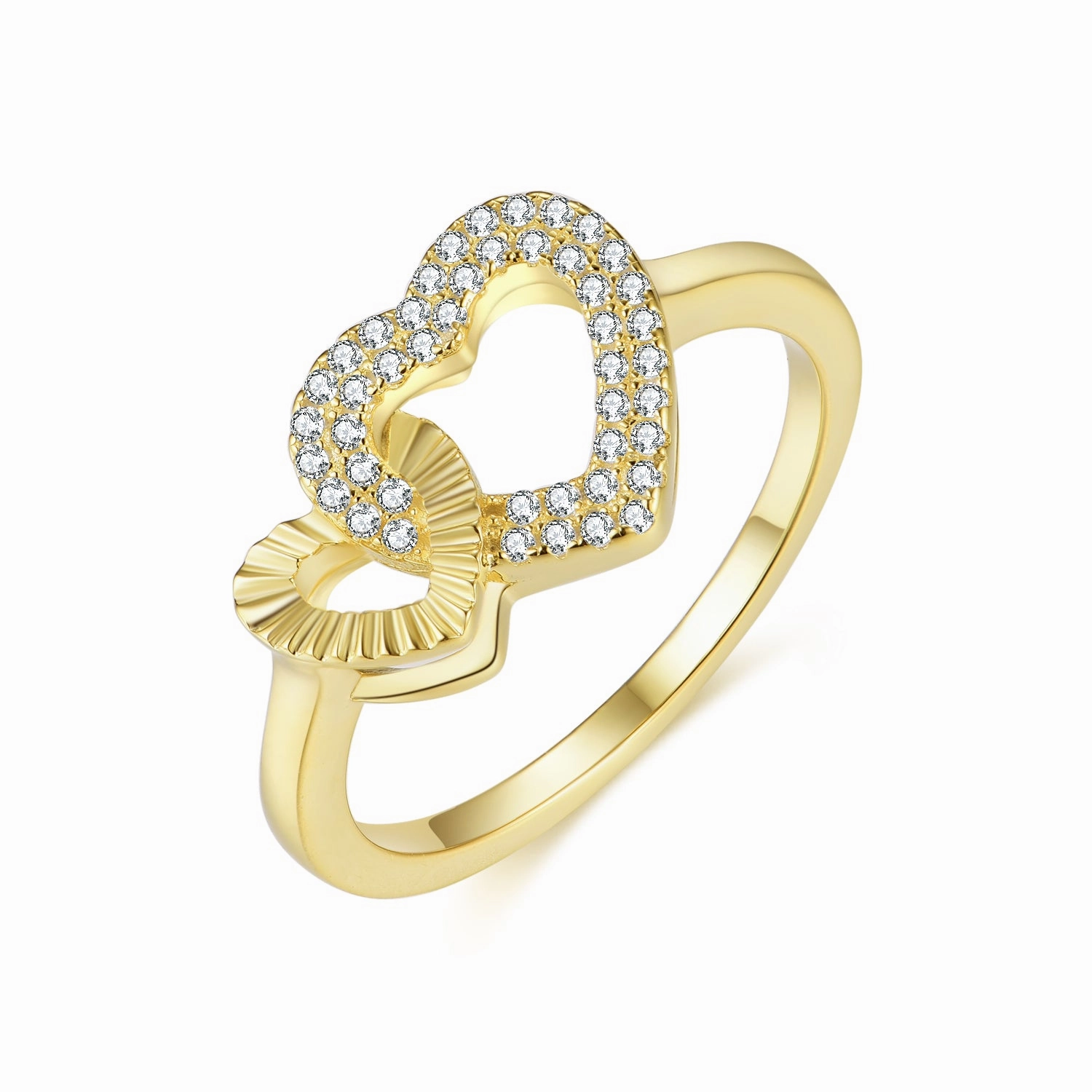 Minimalist Jewelry Wipe Clean Gold-plated Sterling Silver Micropave Interlocking Shapes Ring