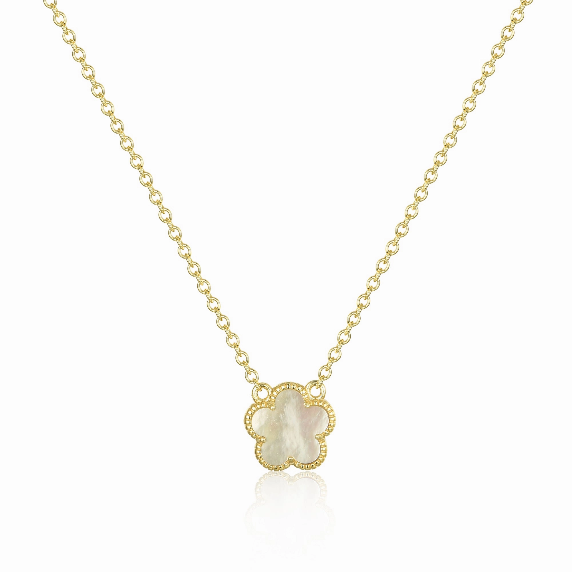 Gold Plated Sterling Silver Mother of Pearl Flower Necklace festival look