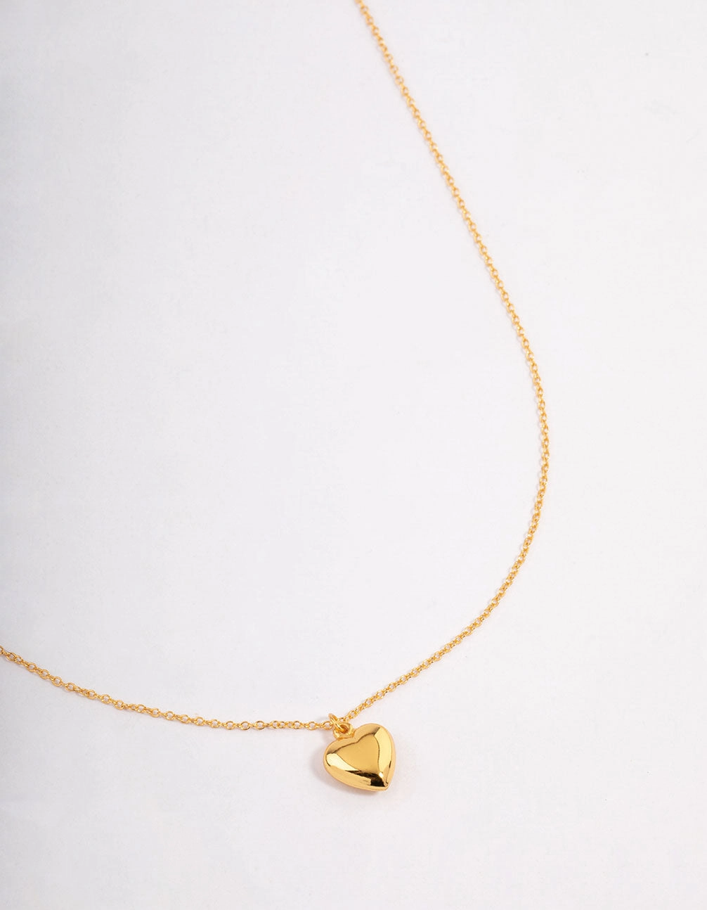 Gold Plated Sterling Silver Puffed Heart Necklace Wonderful Accessory