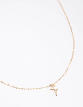 Elegant Outfit Party Mood Gold Plated Sterling Silver Rose Necklace