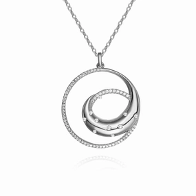 Gold Plated Sterling Silver Round Swirl With CZ's Pendant Necklace Regional Piece Casual Item
