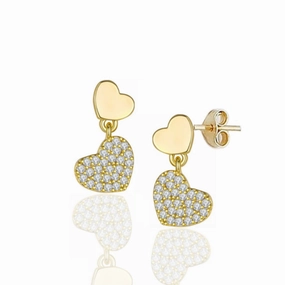 Ornate Vibe Luxurious Decoration Gold Plated Surgical CZ Double Heart Shape Earrings
