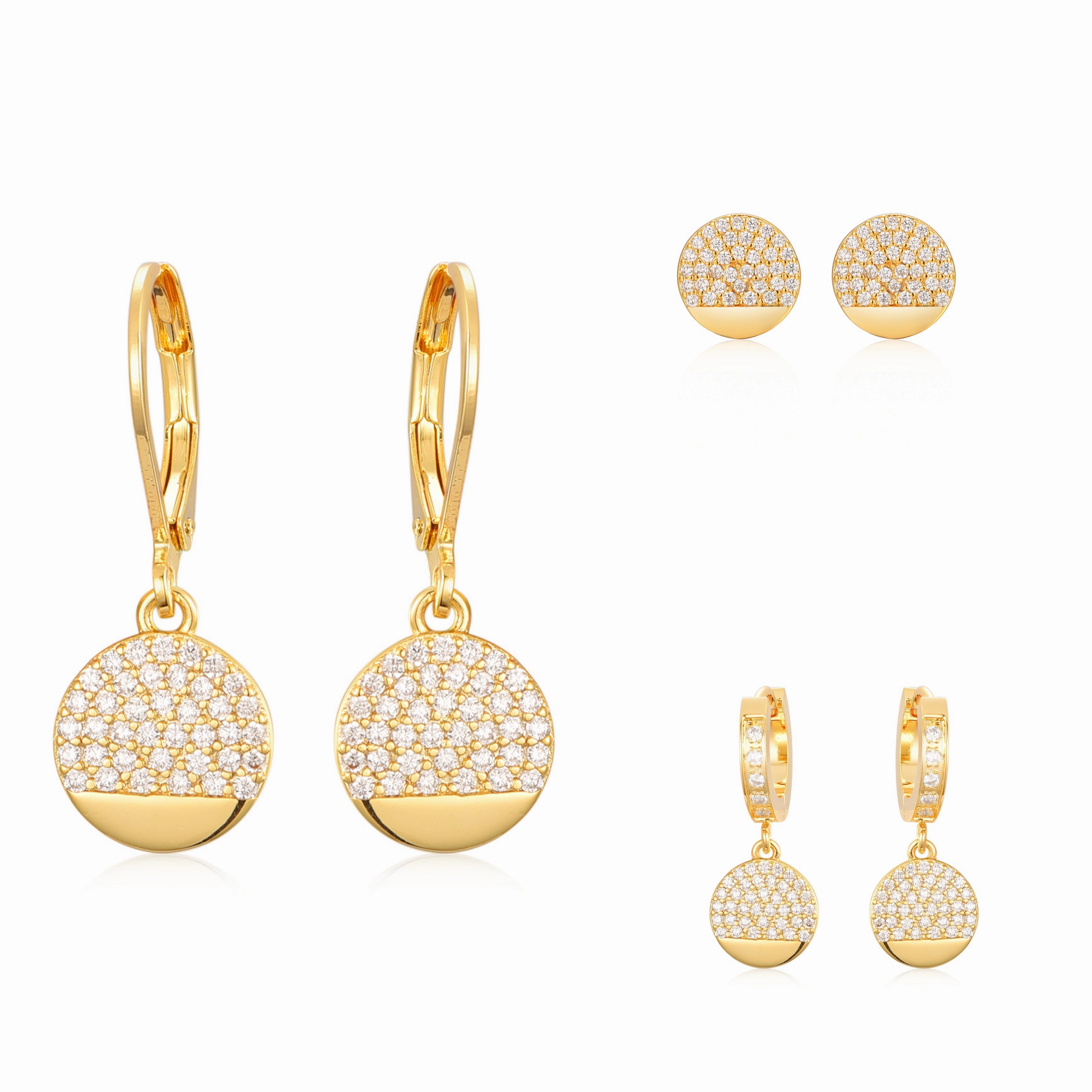 Gold Plated Surgical Steel ? CZ Circle Earrings Big Accessory