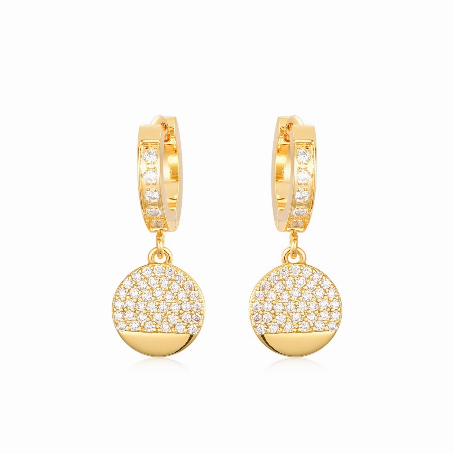 Gold Plated Surgical Steel ? CZ Circle Earrings Luxurious Finish Vintage-Inspired Accent