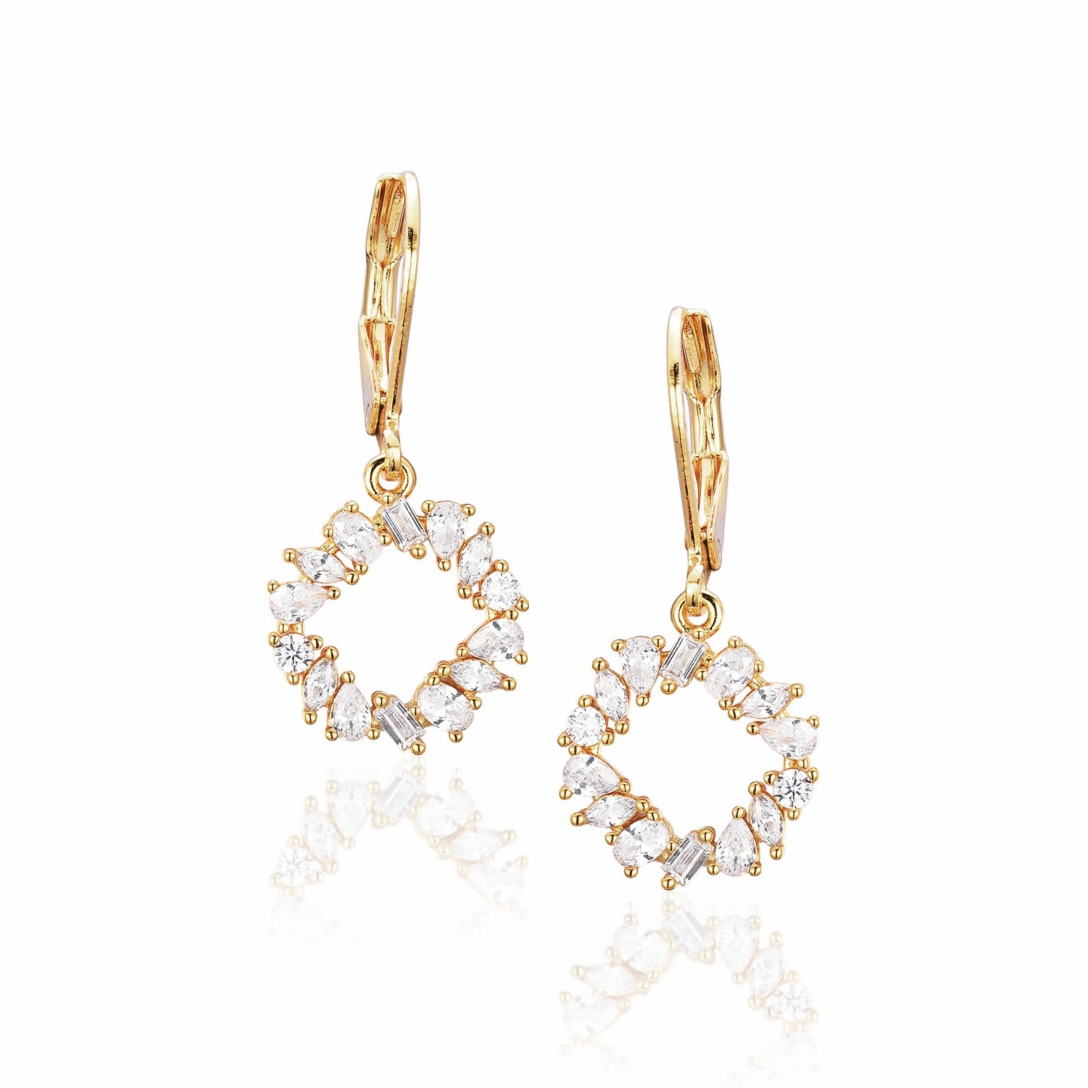 Gold Plated Surgical Steel Circle of CZ Earrings Sophisticated Adornment