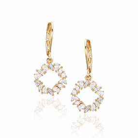 Gold Plated Surgical Steel Circle of CZ Earrings Sophisticated Adornment