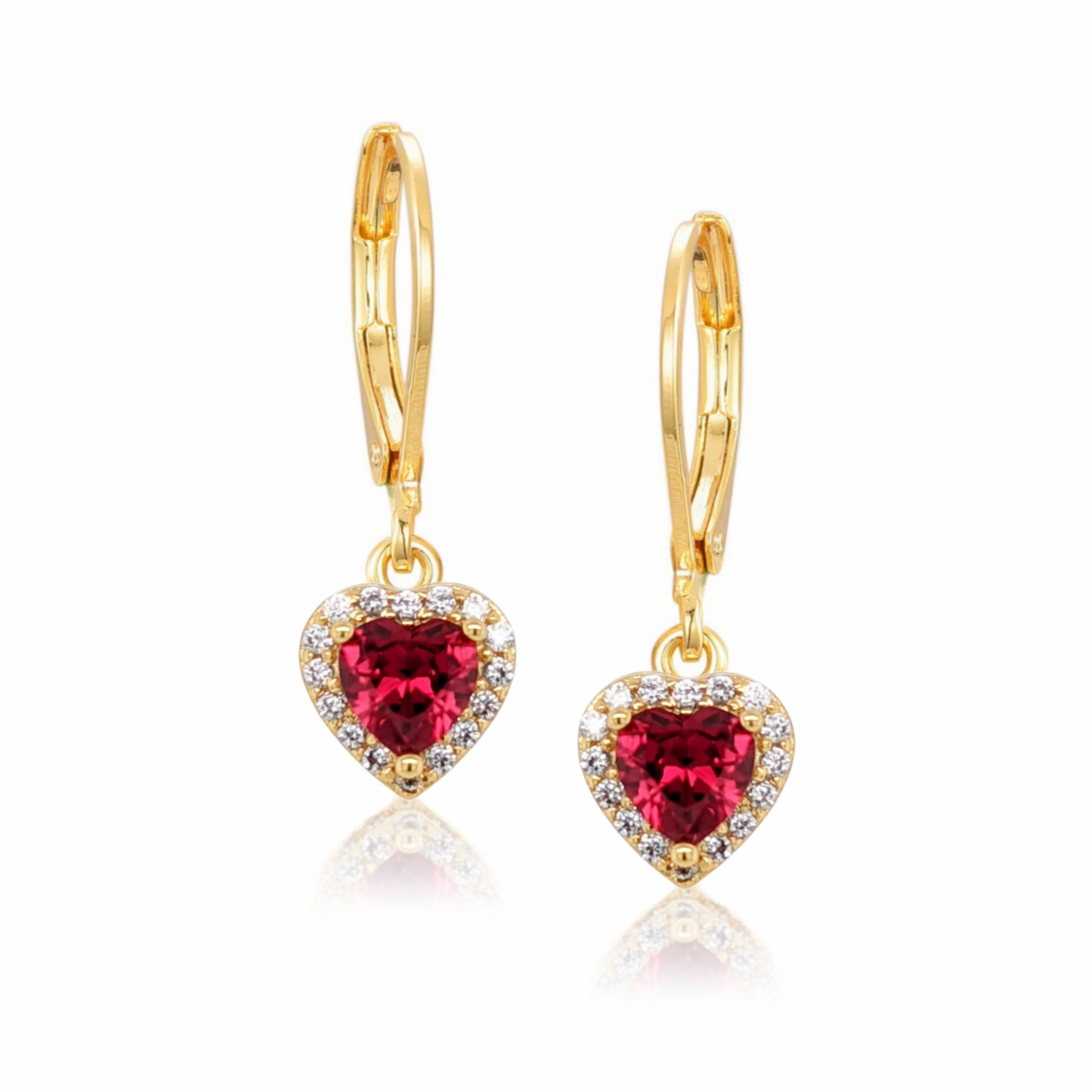 Delicate Embellishment Gold Plated Surgical Steel CZ Border Heart Shape Earrings (8mm)