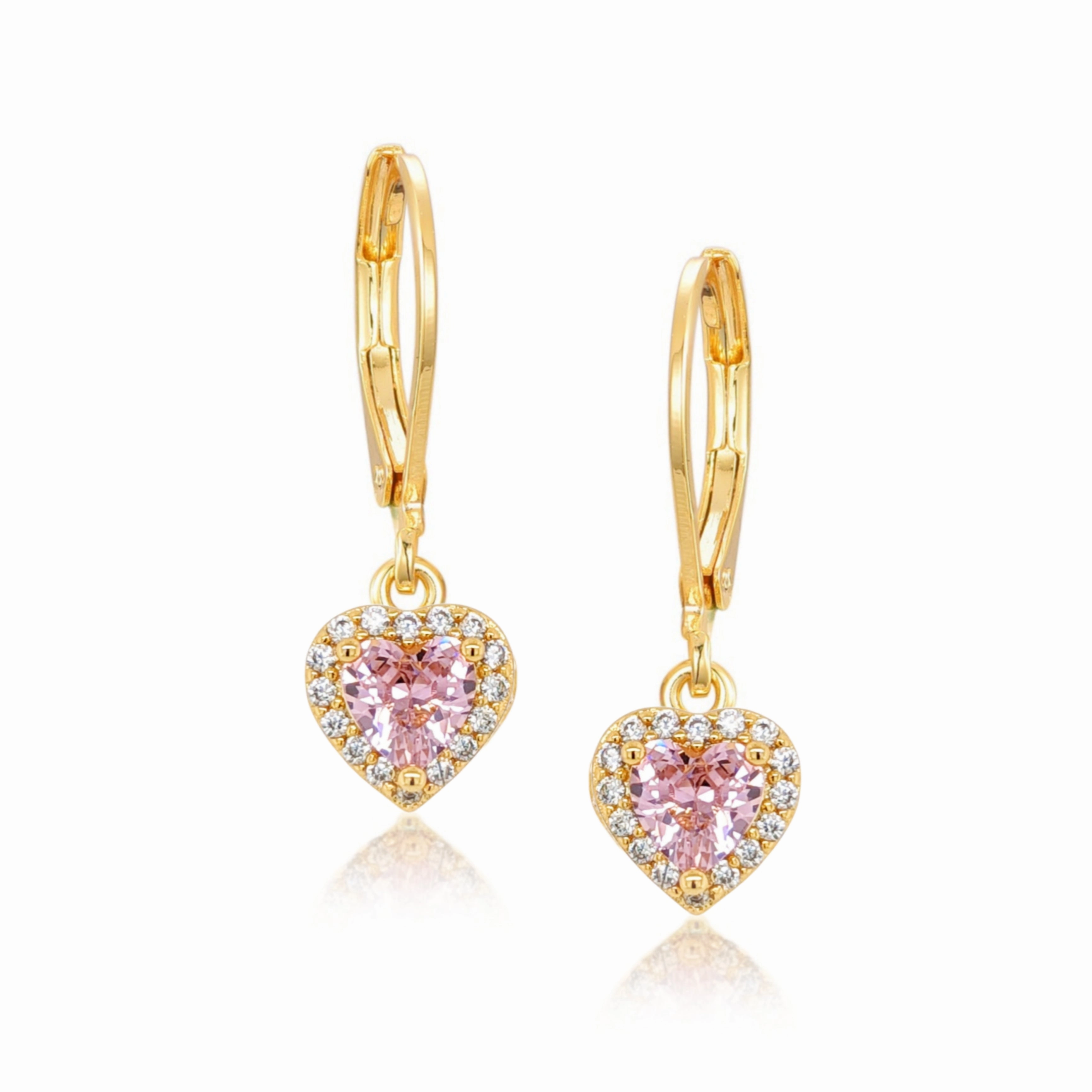 High-Quality Choice Stunning Creation Gold Plated Surgical Steel CZ Border Heart Shape Earrings (8mm)
