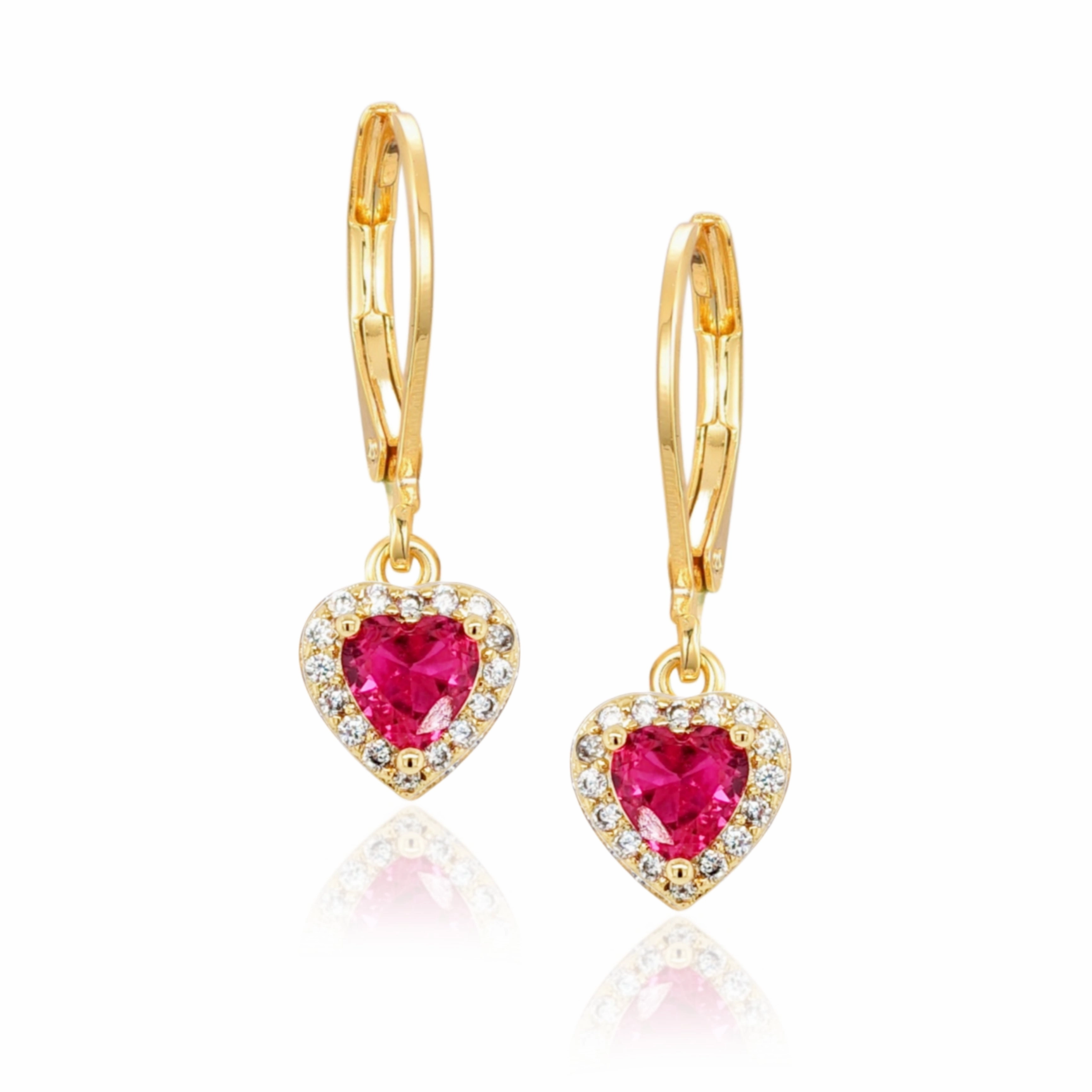 Brilliant Vibe Vintage-Inspired Piece Gold Plated Surgical Steel CZ Border Heart Shape Earrings (8mm)