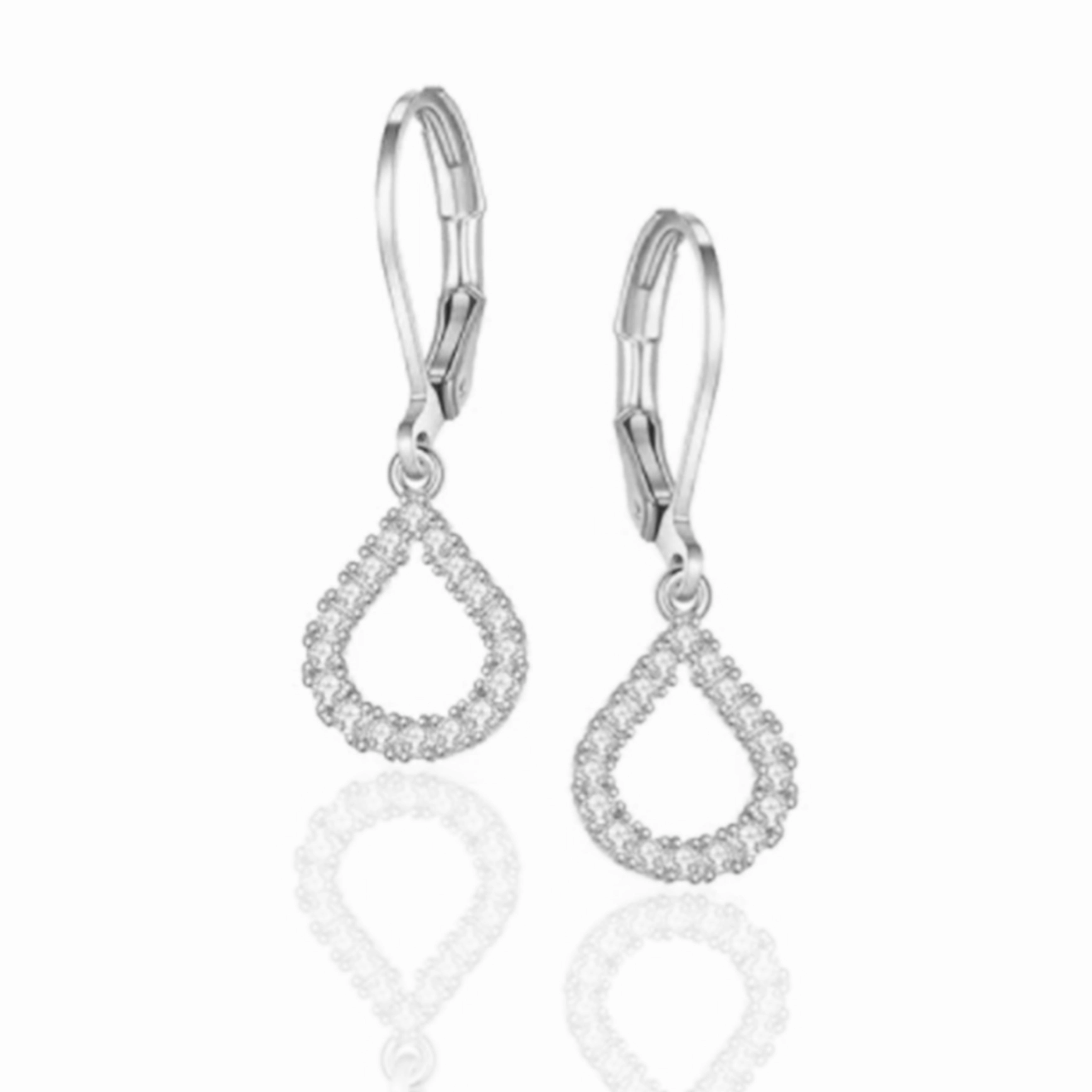 Chic Decor Contemporary Trinket Gold Plated Surgical Steel CZ Hollow Teardrop Shape Earrings