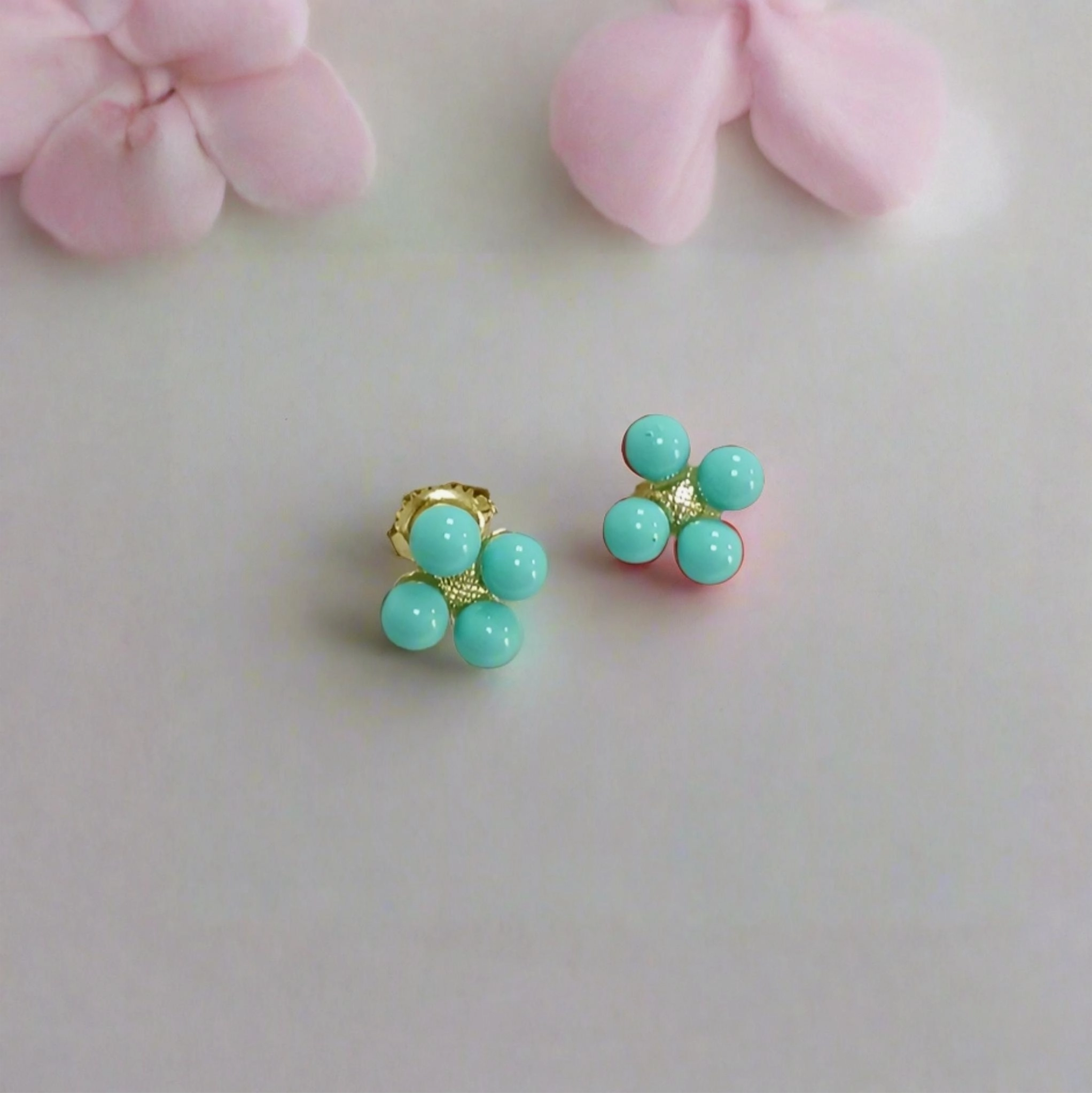 Radiant Element Gold-plated Surgical Steel Four Bead Stud Earrings