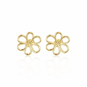 Gold-plated Surgical Steel Outline Flower Stud Earrings Attractive Element Graceful Detail