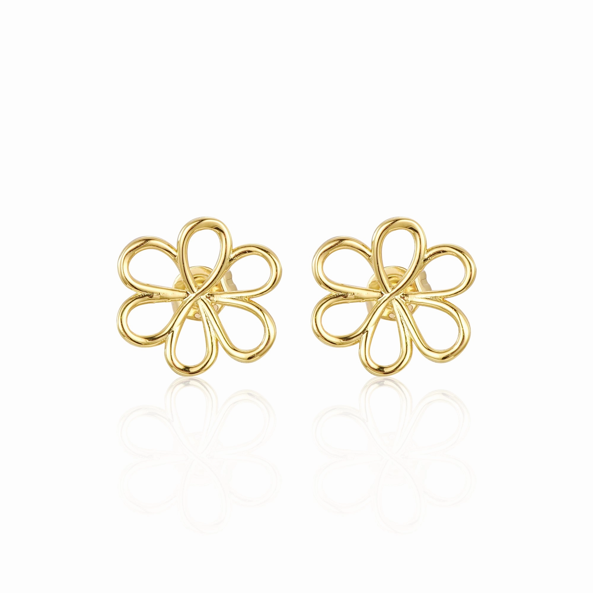 winter accessory Gold-plated Surgical Steel Outline Flower Stud Earrings