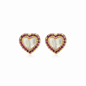 Pastel Item Gold Plated Surgical Steel Pretty and Colorful Heart Stud Earrings