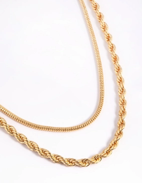 Event Accent Urban Flair Gold Plated Twisted Snake Chain Necklace