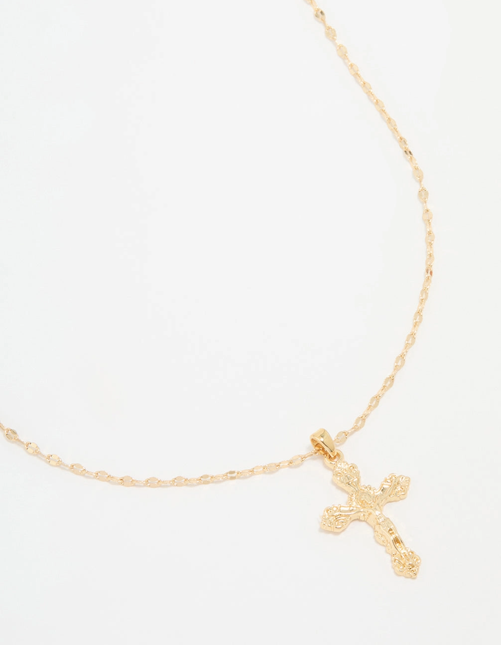 Youthful Spirit Triple Strand Accessory Gold Plated Vintage Cross Pendant Necklace