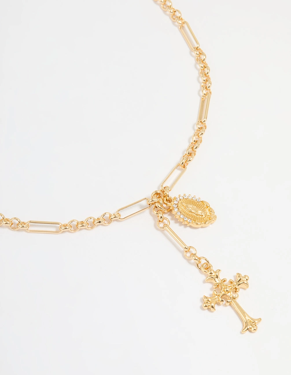 Mother??s Day Gold Plated Vintage Cross Y-Necklace