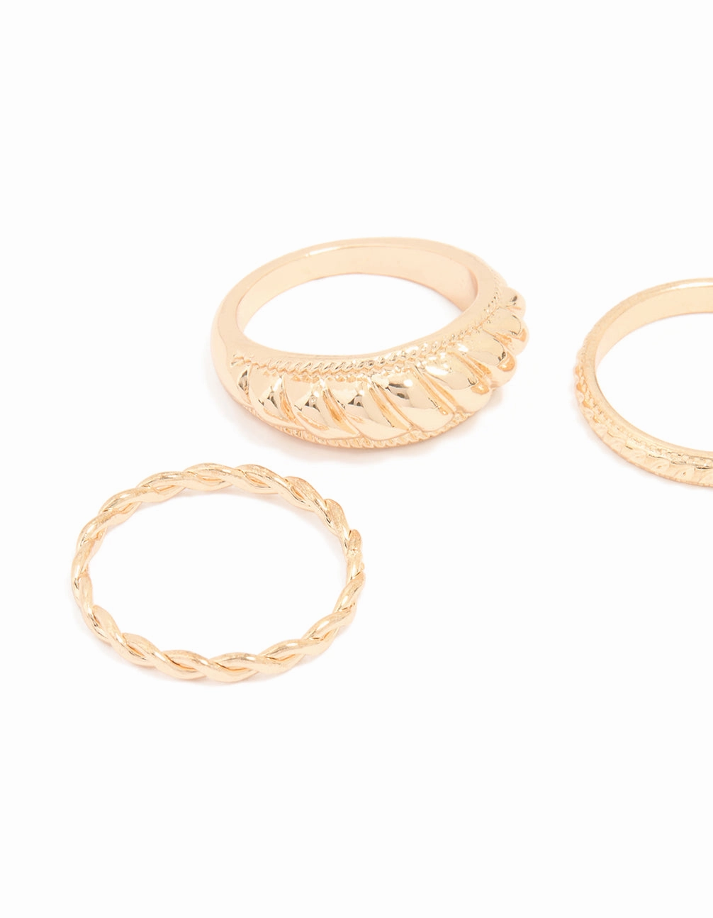 Affordable Article Sparkling Article Gold Ribbed & Twisted Rings 3-Pack