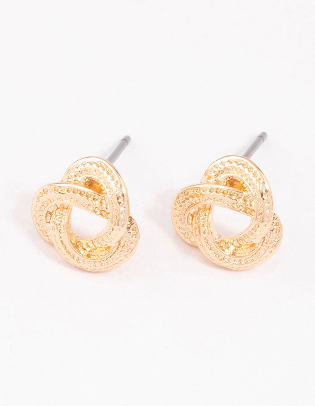 Gold Rope Knotted Stud Earrings Pastel Accessory