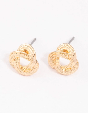 Gold Rope Knotted Stud Earrings Pastel Accessory